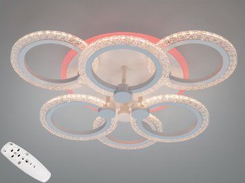 Люстра стельова LED Diasha біла 6 кілець 90W димер A8180/3+3WH LED 3color dimmer фото