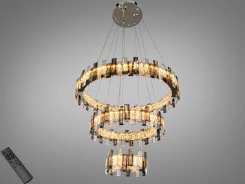 Кришталева LED люстра три кільця хром 70 Вт 7963/600+400+200CH фото