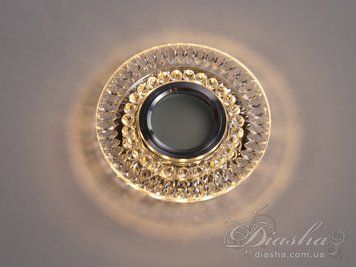 Кришталевий точковий світильник XF001-WH з LED підсвічуванням прозоре скло XF001-WH+LED фото