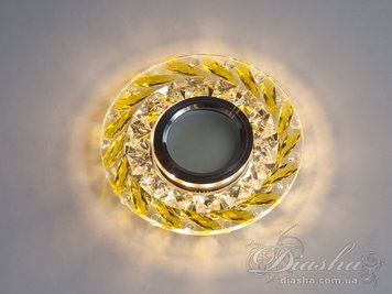 Кришталевий точковий світильник XF002-Y LED жовто-прозоре скло XF002-Y+LED фото