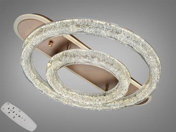 Стельова LED люстра 2 кільця біла 80W пульт 14 м2 9711/500+300G фото