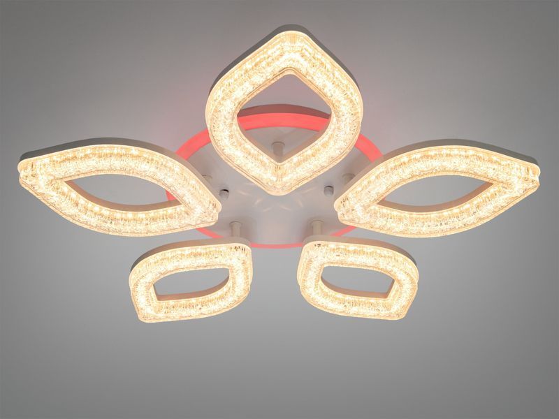 Стельова LED люстра біла 52W пульт димер 5 пелюсток S2599/5WH LED 3color dimmer фото