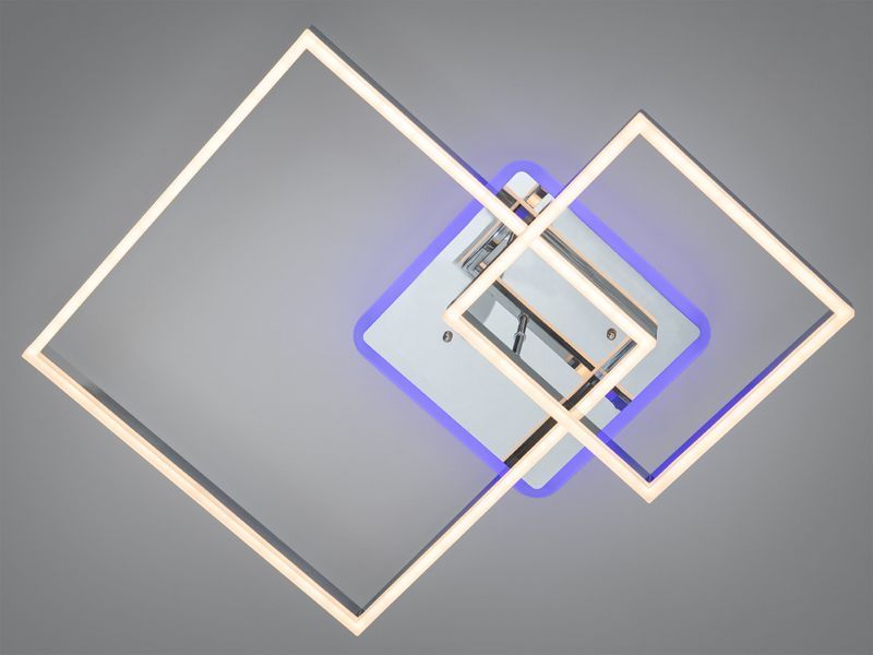 Стельова LED люстра хром 84 Вт 14 квадратів пульт 2549HR LED 3color dimmer фото