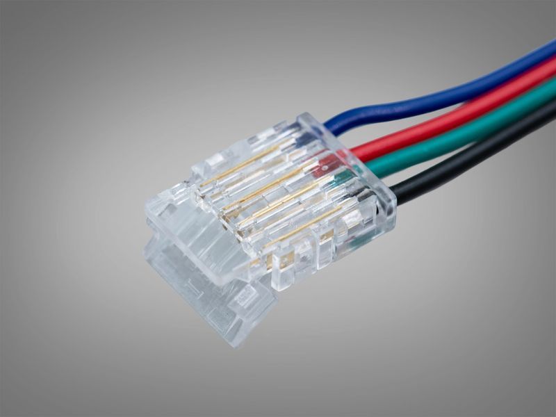 Конектор RGB LED 10мм прозорий 4pin з кабелем 110мм PCON 4pin/CAB-10mm-clear фото