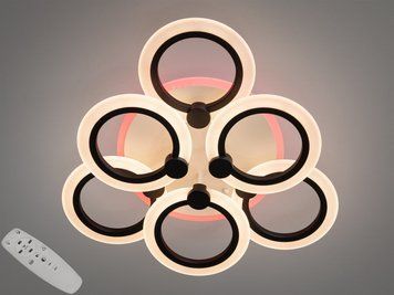 Люстра стельова 8022 біла LED 72W з пультом A8022/3+3BK LED 3color dimmer фото