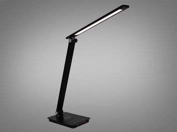 LED настільна лампа хром сатин 6 Вт Qi A5502P BK wireless charge фото