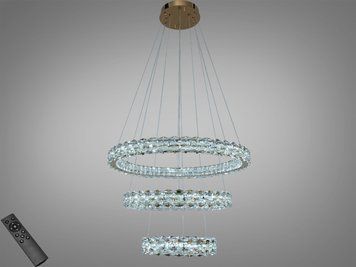 LED підвісна люстра золото 3 кільця пульт 95 Вт 7895/800+600+400S-gold фото