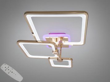 Стельова світлодіодна люстра Серія 8060 хром 70W пульт димер підсвітка 8208/3G LED 3color dimmer фото