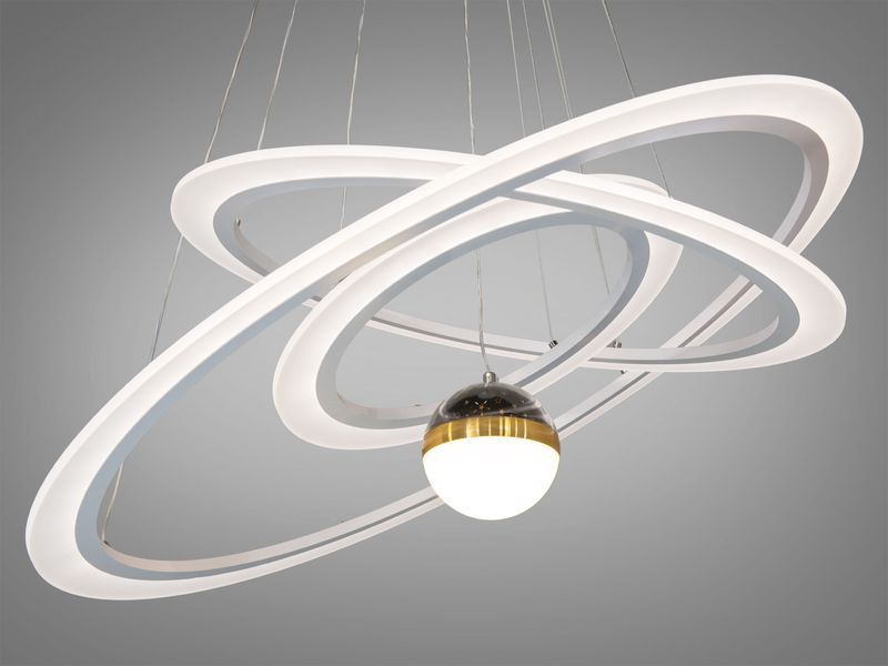 Люстра LED підвіс чорна 140Вт 3 кільця CCT 2328-800+600+400WH фото