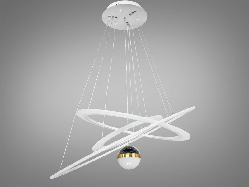 Люстра LED підвіс чорна 140Вт 3 кільця CCT 2328-800+600+400WH фото