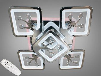 Люстра стельова LED з пультом димер 90W хром S8157/4+1HR LED 3color dimmer фото