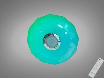 Стельова LED смарт люстра біла 45 Вт RGB Bluetooth колонка DB-8303/300RGB+MP3 фото