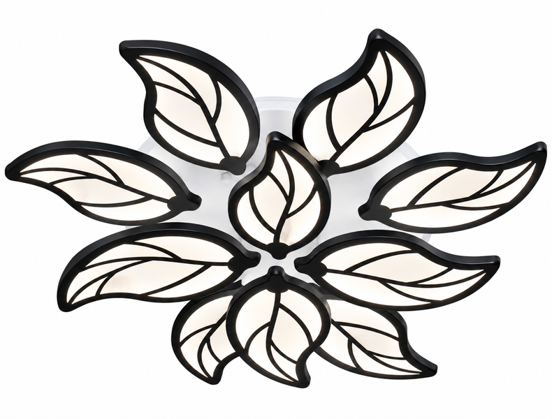 LED люстра стельова 180 Вт чорна з пультом, 3 кольори світла, димер, сучасний світлодіодний світильник для вітальні, спальні, кухні, дитячої кімнати та інших приміщень, енергоощадне освітлення D12098B фото