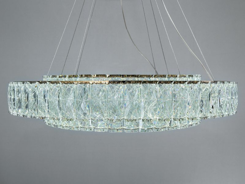 Кришталева люстра LED золото 105Вт пульт 575/600+420G фото