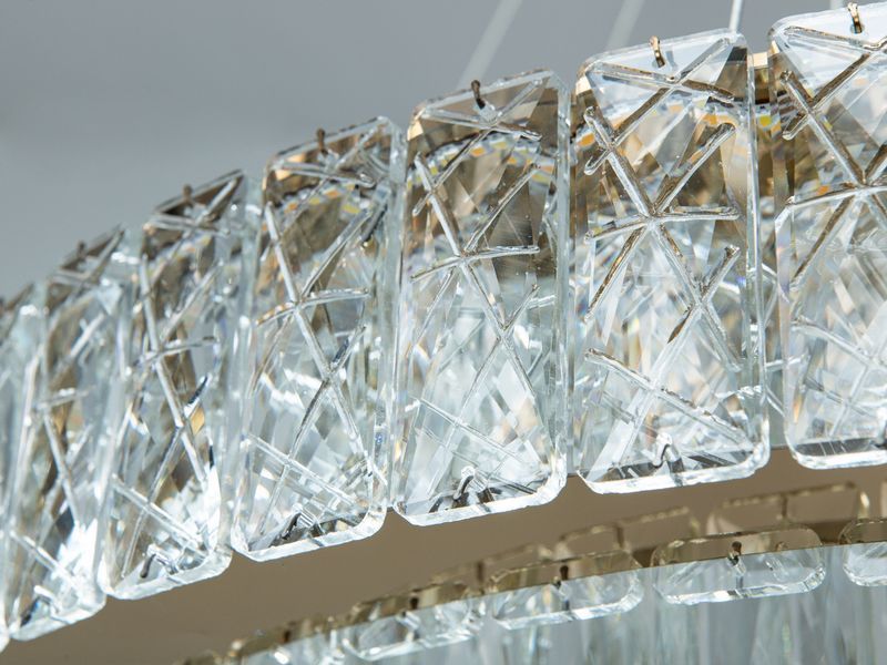 Кришталева люстра LED золото 105Вт пульт 575/600+420G фото