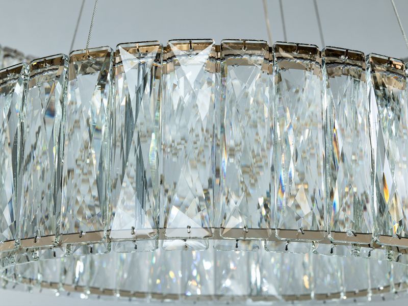 Кришталева люстра LED золото 105Вт пульт 575/600+420G фото
