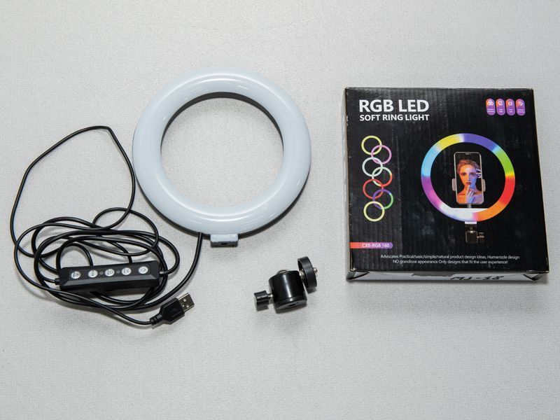 RGB селфі лампа, діаметром 16см, 20 Вт, без штативу SL-6RGB фото
